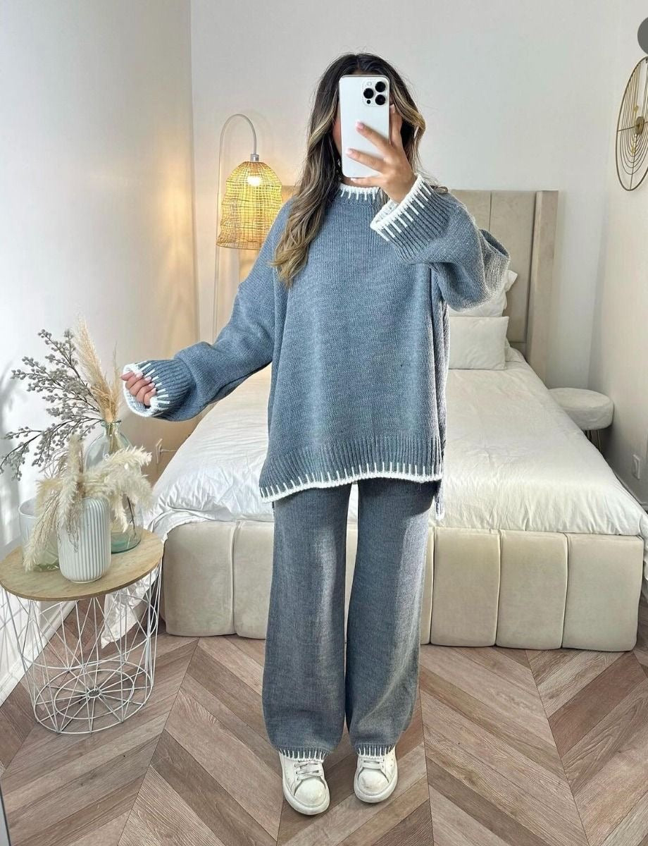 Esme | Women's Comfy Set - Stylish Knit Sweater & Wide-Leg Pants for Everyday Comfort