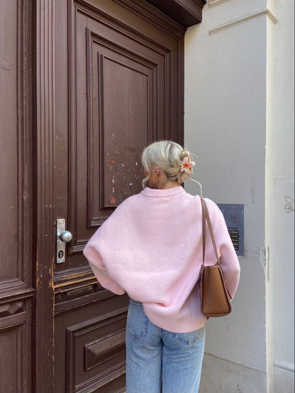 Isla | Women's Loose-Fit Knitted Pink Sweater - Cozy and Stylish for Everyday Wear