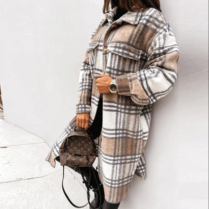 Melanie | Women's Long Plaid Winter Jacket – Cozy & Stylish Cold-Weather Essential