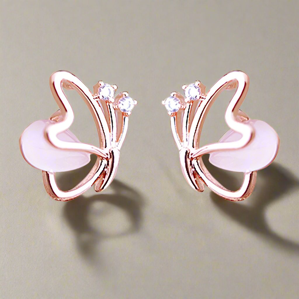 Maya | Rose-Gold Butterfly Stud Earrings – Unique & Stylish Jewelry for Women