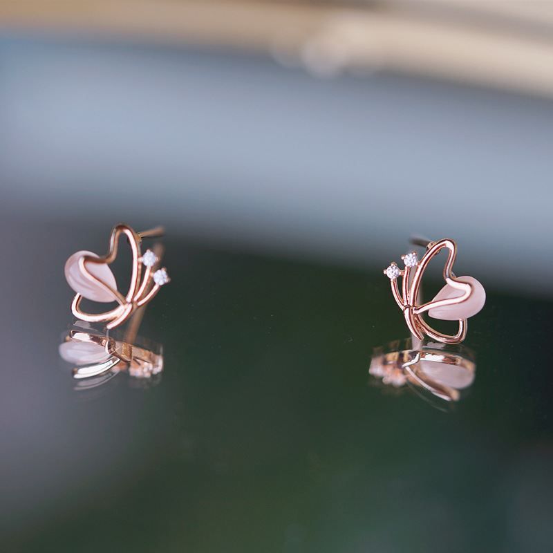 Maya | Rose-Gold Butterfly Stud Earrings – Unique & Stylish Jewelry for Women