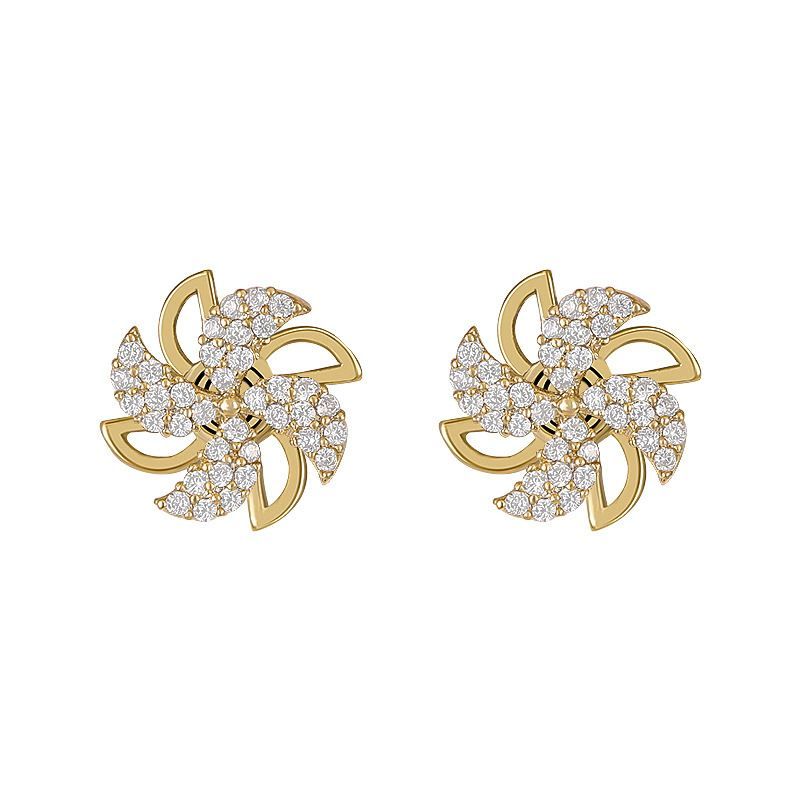 Cleo | Gold Swirling Windmill Stud Earrings – Stylish & Whimsy Jewelry for Women