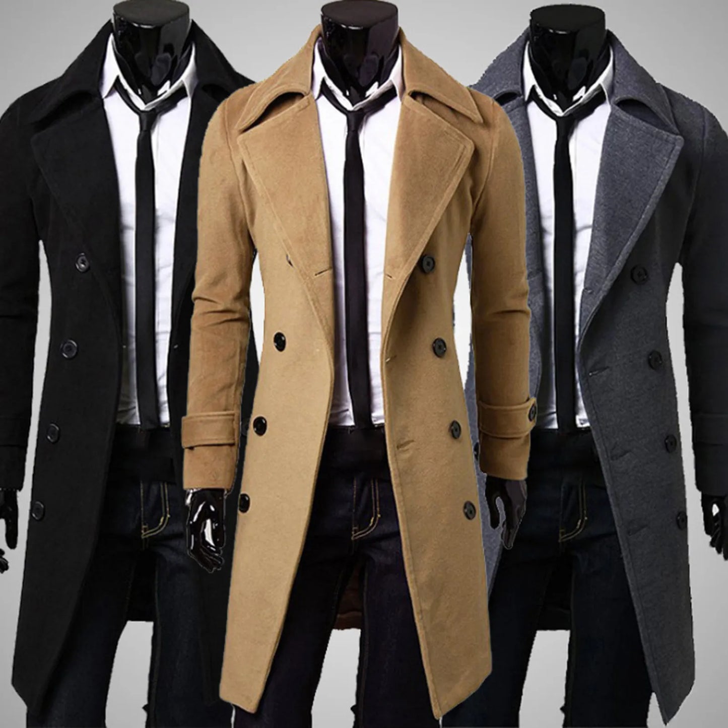 Kingsley | Men's Classic Double-Breasted Trench Coat – Timeless & Sophisticated