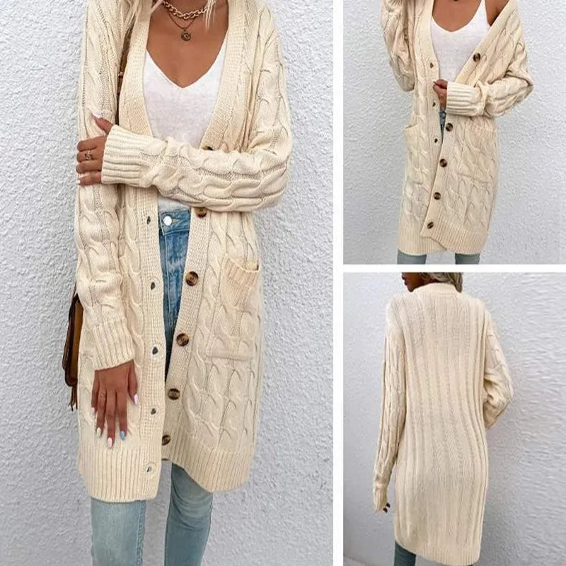 Aliya | Women's Chunky Knit Long Cardigan – Soft, Relaxed & Ultra-Comfortable