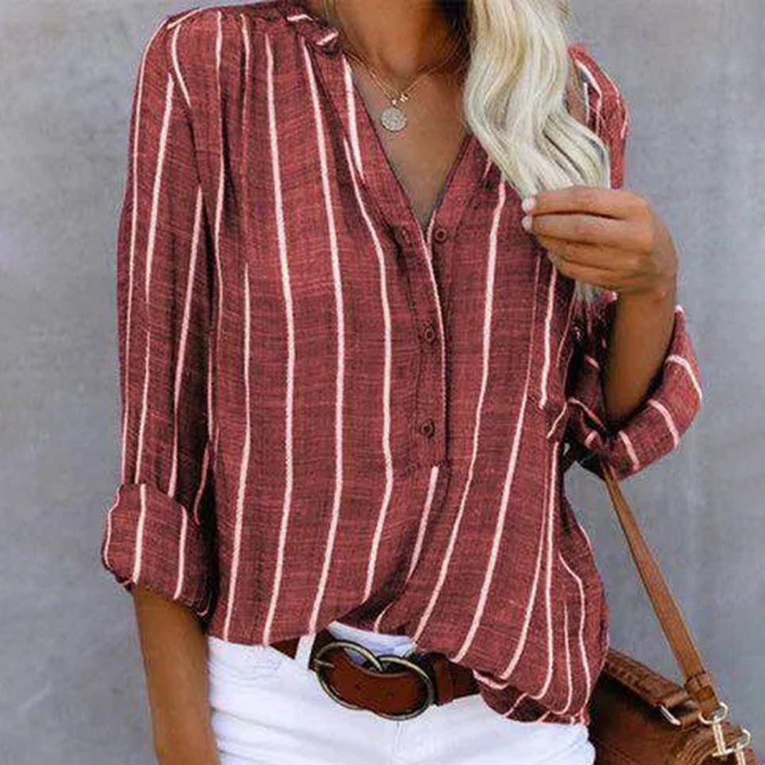 Sierra | Women's Long-Sleeve Striped Blouse – Classic, Breathable & Stylish