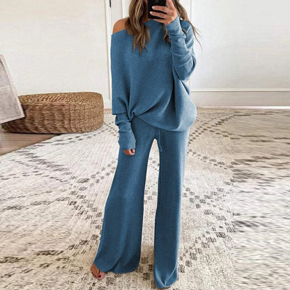 Ayah | Women's Knit Lounge Set – Warm Sweater & Relaxed Wide-Leg Pants