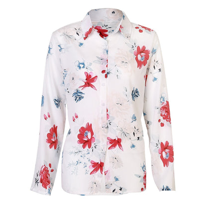 Jocelyn | Women's Floral Summer Blouse – Long Sleeve, Collared & Full Button-Up