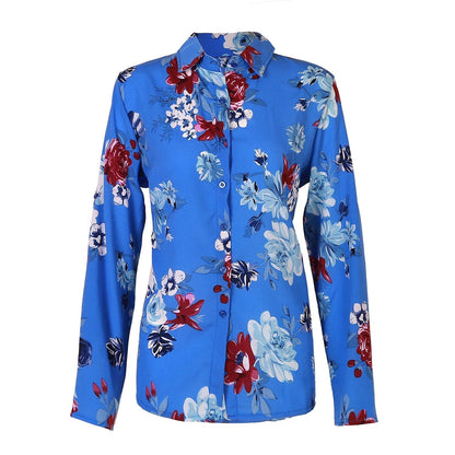 Jocelyn | Women's Floral Summer Blouse – Long Sleeve, Collared & Full Button-Up