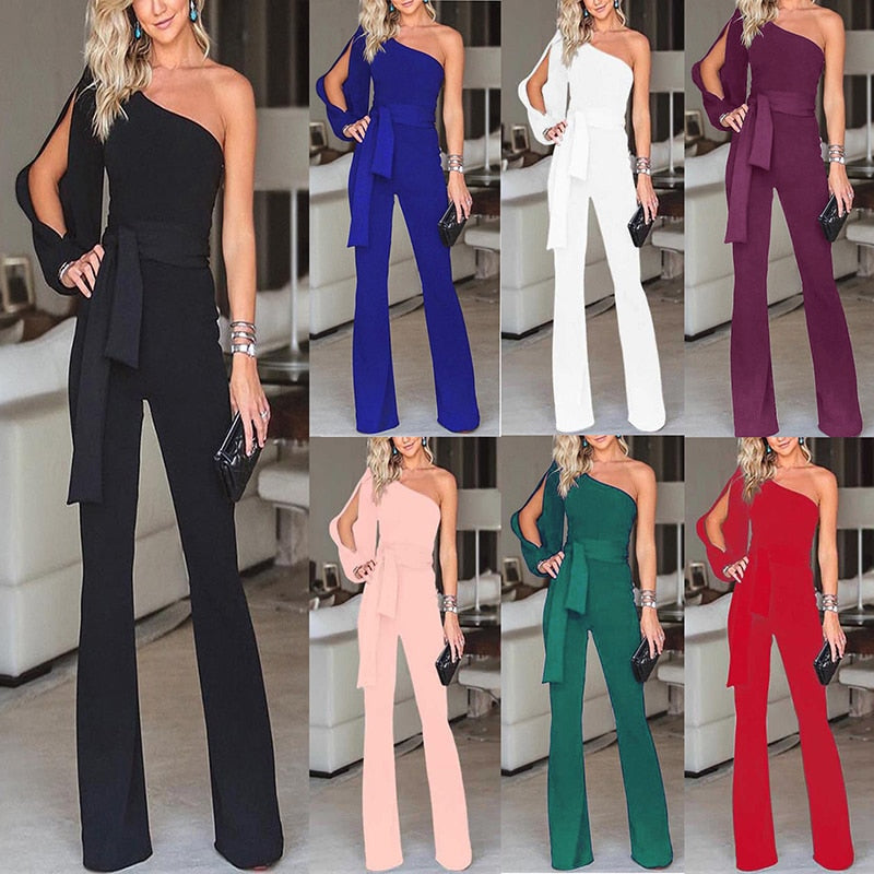 Nina | Women's One-Shoulder Jumpsuit – Chic, Flattering & Flared Pants Design