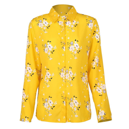 Jocelyn | Women's Floral Summer Blouse – Long Sleeve, Collared & Full Button-Up