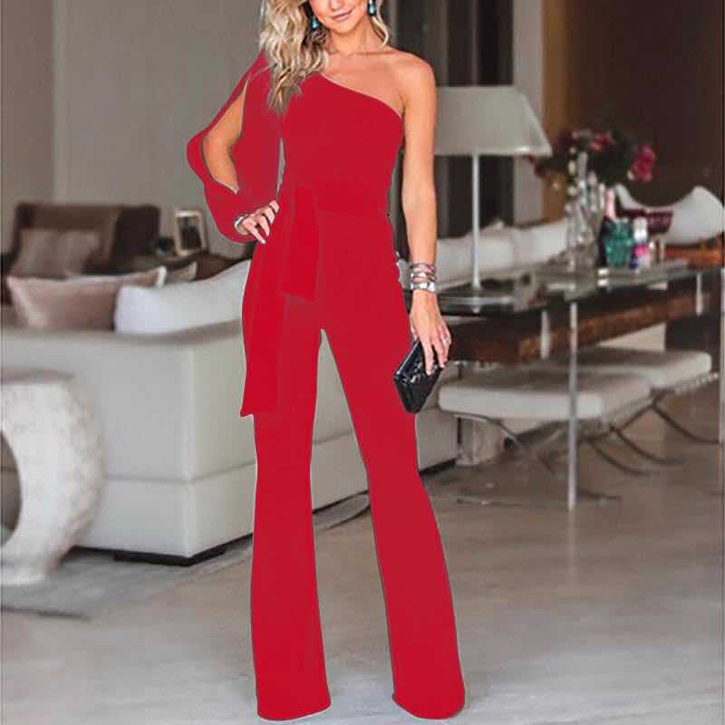 Nina | Women's One-Shoulder Jumpsuit – Chic, Flattering & Flared Pants Design