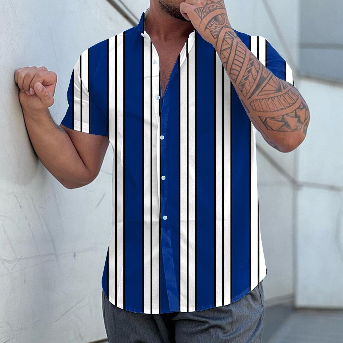 Edward | Men's Striped Shirt – Classic Collar, Full Button-Up & Timeless Style