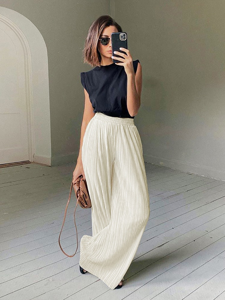 Charlie | Women's Chic Matching Set – Flowing Wide-Leg Pants & Tailored Shirt