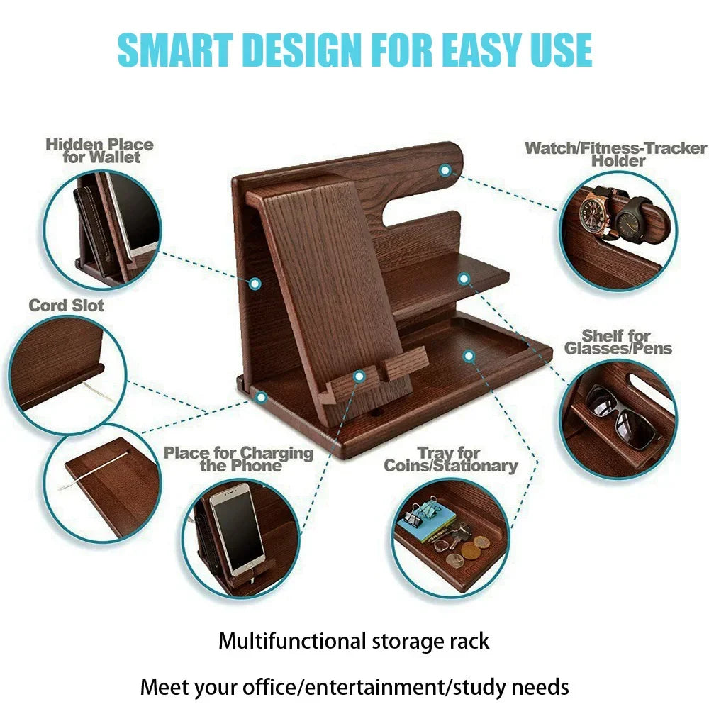 Harrison | Wooden Phone Docking Station – Premium Organizer for Your Essentials