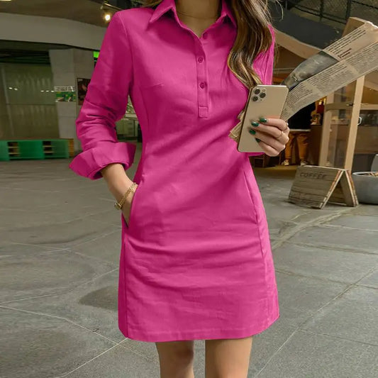 Wendy | Women's Long-Sleeve Shirt Dress – Chic, Versatile & Effortlessly Stylish