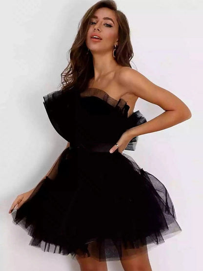 Belle | Women's Tulle Festive Mini Dress with Bow – Chic & Elegant Party Dress