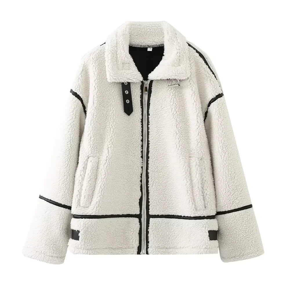 Dahlia | Women's Warm Sherpa Jacket – Cozy, Stylish & Contrasting Details