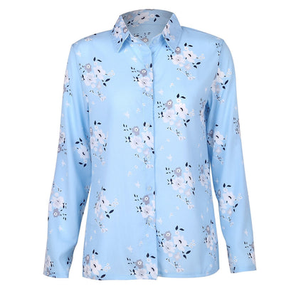 Jocelyn | Women's Floral Summer Blouse – Long Sleeve, Collared & Full Button-Up