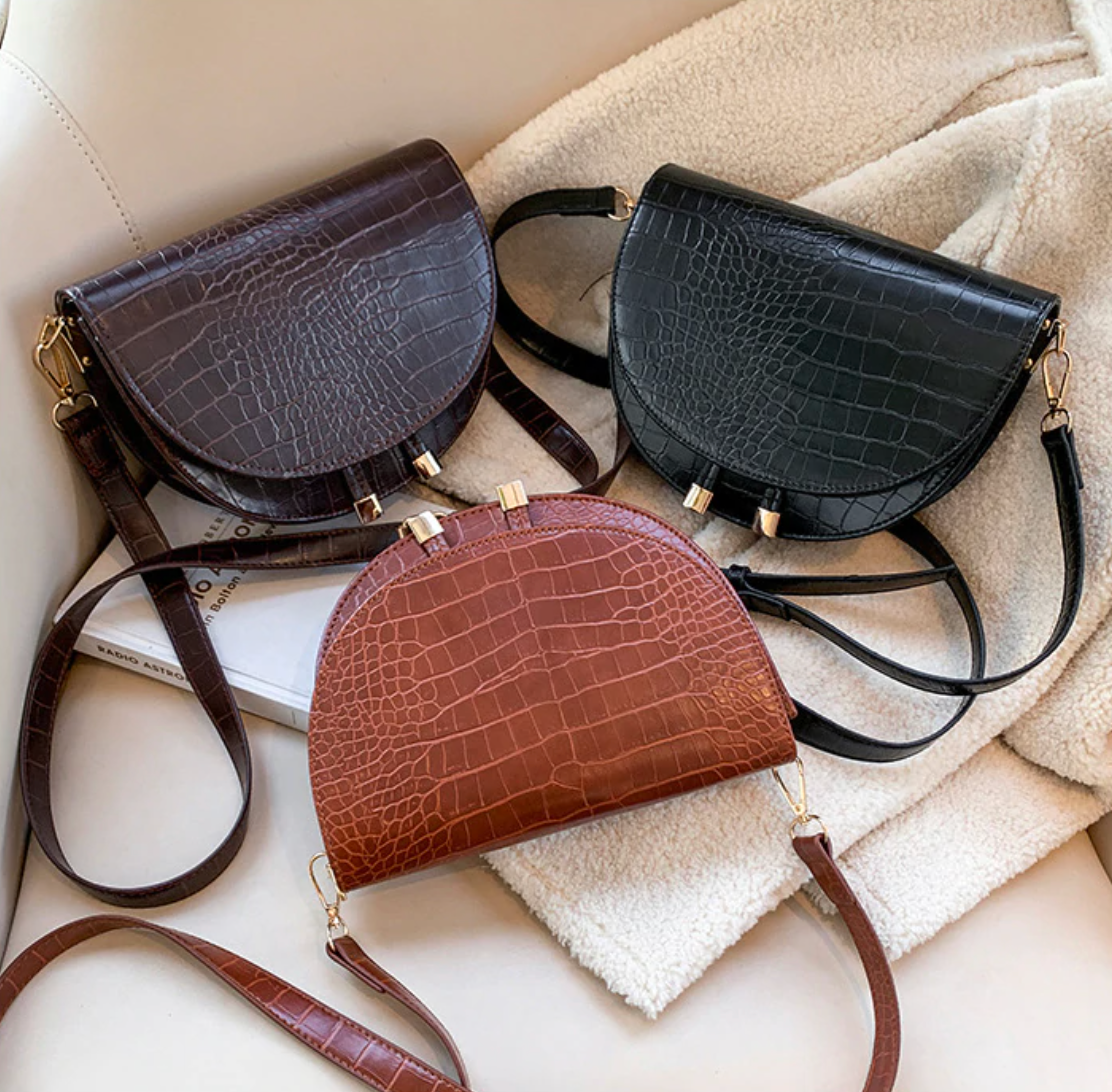 Matilda | Women's Crossbody Bag - Bold and Compact with Crocodile Skin Texture