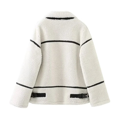 Dahlia | Women's Warm Sherpa Jacket – Cozy, Stylish & Contrasting Details