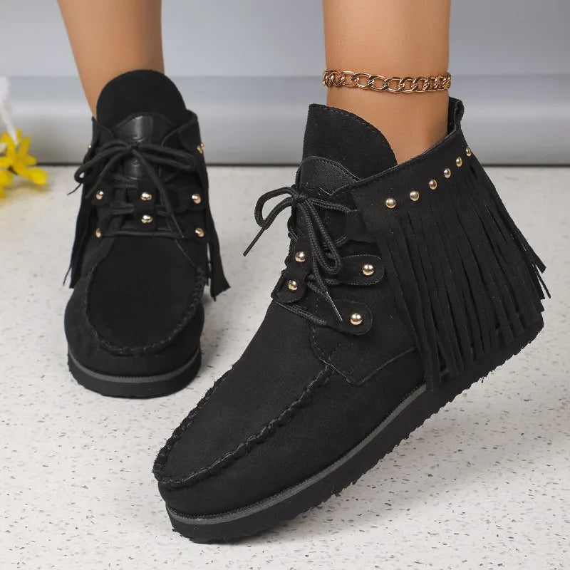 Stacey | Women's Orthopedic Flat Ankle Boots – Stylish, Comfortable & Tassel Detail