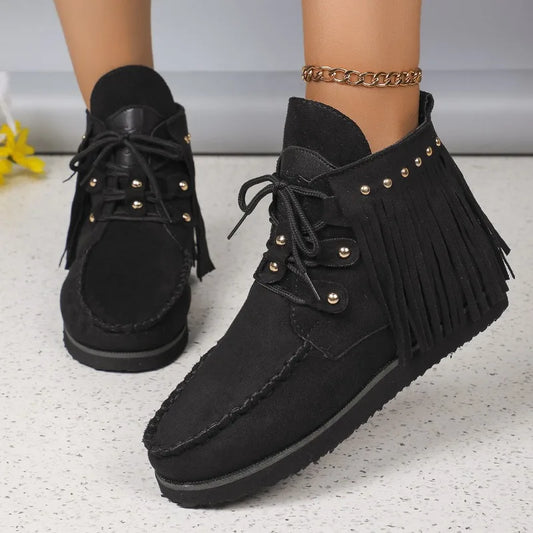 Stacey | Women's Orthopedic Flat Ankle Boots – Stylish, Comfortable & Tassel Detail