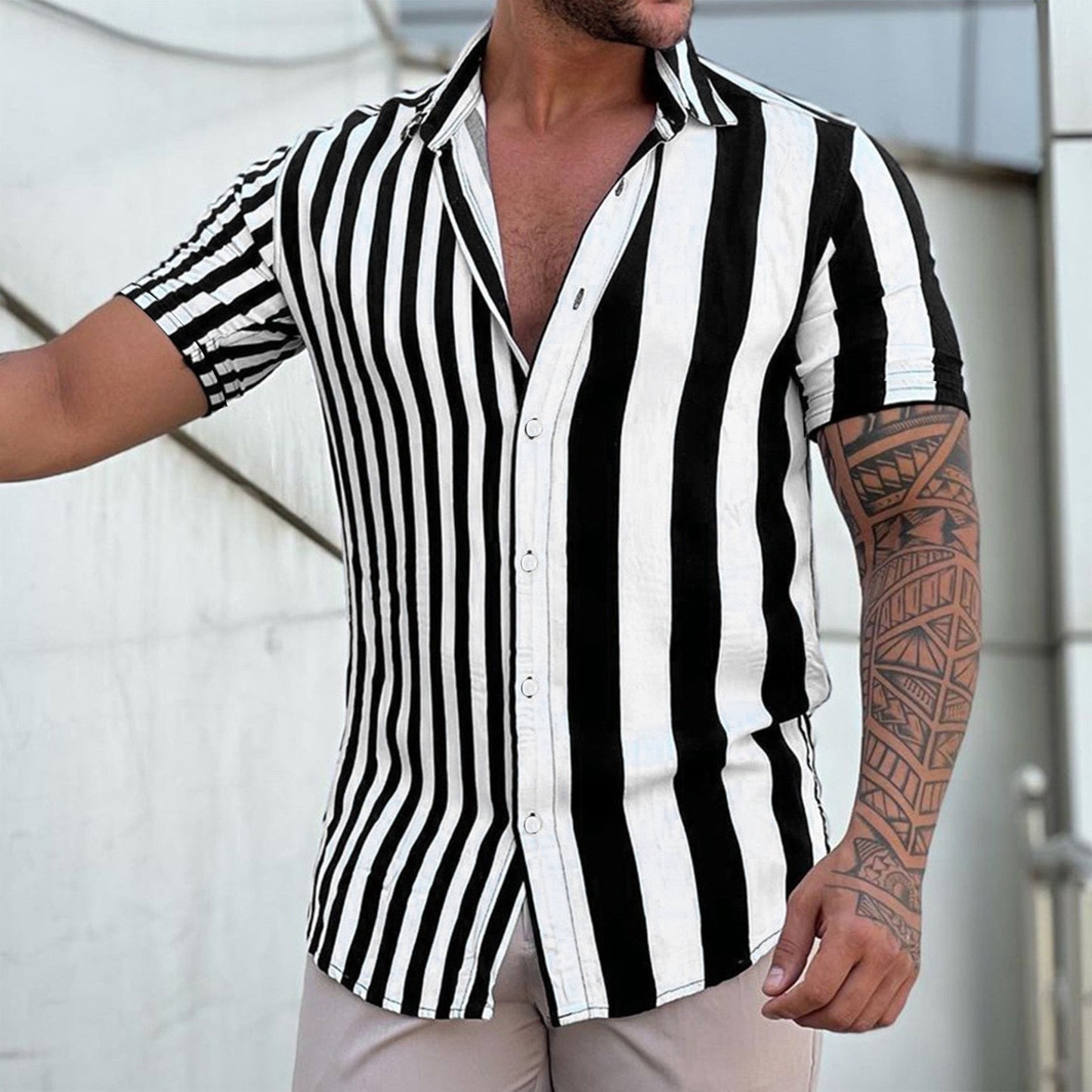 Edward | Men's Striped Shirt – Classic Collar, Full Button-Up & Timeless Style