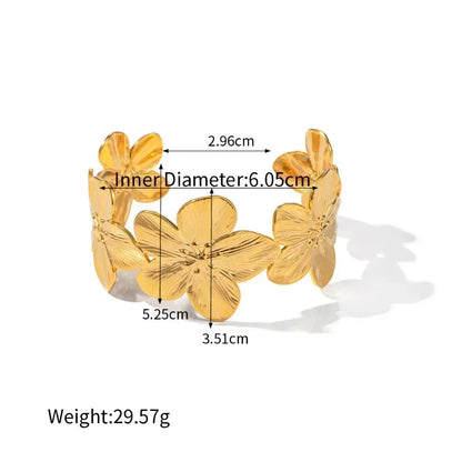 Leanna  | Floral Cuff Bracelet – 18K Gold-Plated & Fashion-Forward