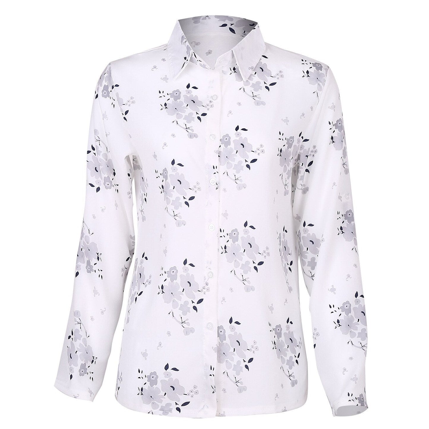 Jocelyn | Women's Floral Summer Blouse – Long Sleeve, Collared & Full Button-Up