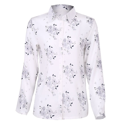 Jocelyn | Women's Floral Summer Blouse – Long Sleeve, Collared & Full Button-Up