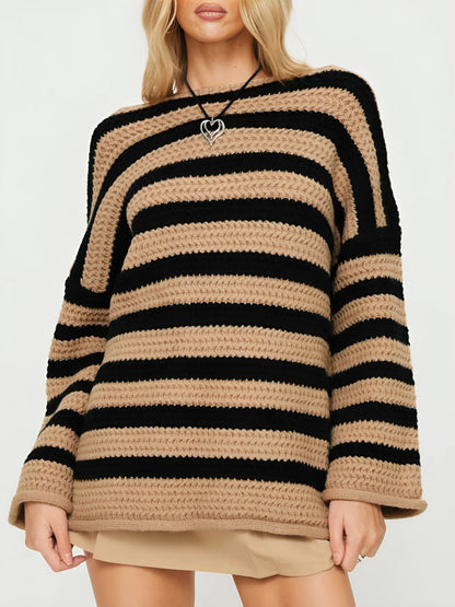 Amelia | Women's Knitted Pullover Sweater - Striped Design for Effortless Style