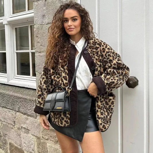 Luna | Leopard Fleece Jacket - Cozy and Chic Oversized Fleece for Effortless Style