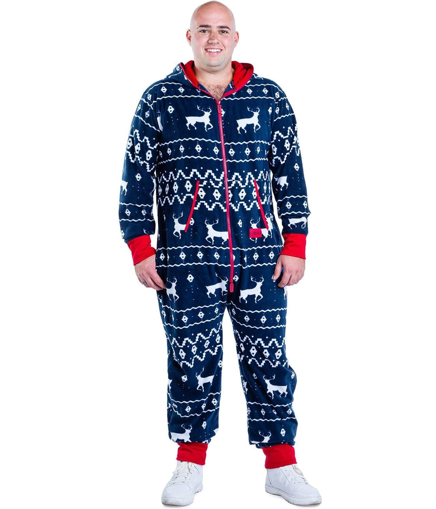 Arctic | Men's Blue Reindeer Jumpsuit – Soft, Plush & Holiday-Ready