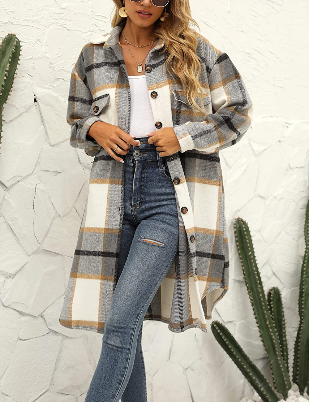 Melanie | Women's Long Plaid Winter Jacket – Cozy & Stylish Cold-Weather Essential