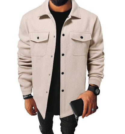 Julian Button-Down Shirt Jacket - Loose Fit, Double Breast Pocket Layer