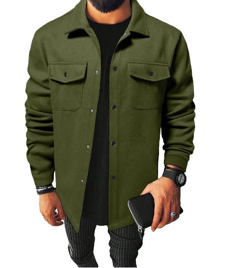 Julian Button-Down Shirt Jacket - Loose Fit, Double Breast Pocket Layer