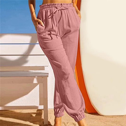 Clementine | Women's Cotton Linen Trousers - Comfortable Casual Wear