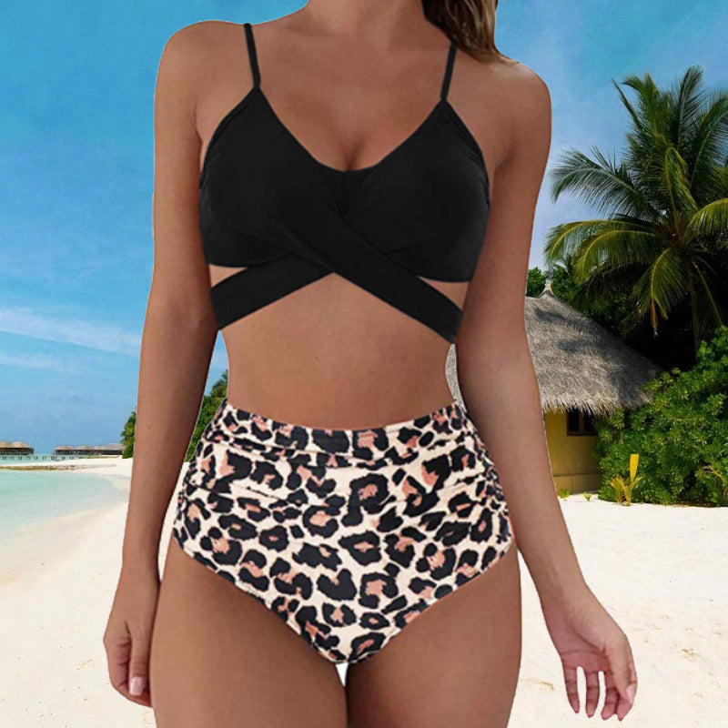 Willow | Women's High-Waist Two-Piece Bikini - Elegant with Crisscross Design