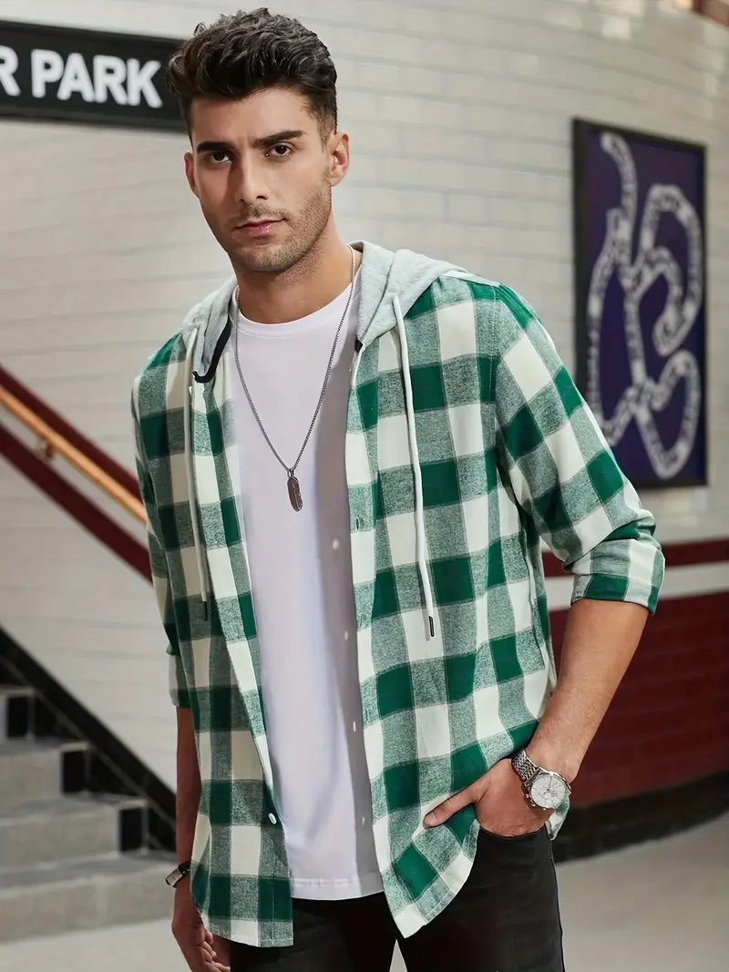 Jake Hooded Checkered Shirt - Casual Style with a Cozy Hood