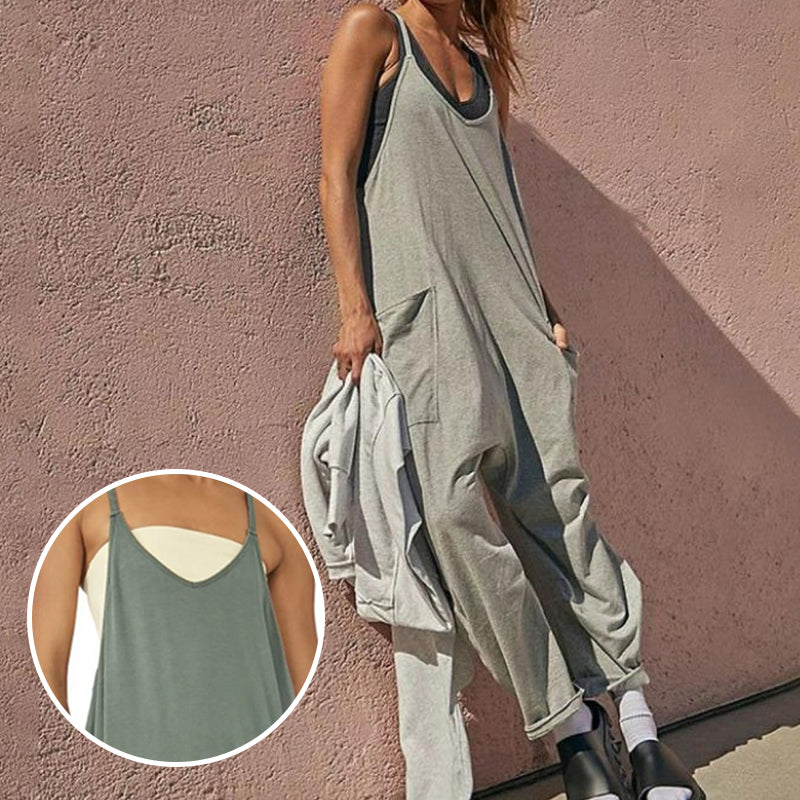 Hannah | Women’s Casual Solid-Color Jumpsuit - Trendy & Casual