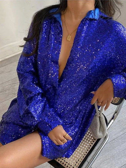 Viola | Women's Sparkly Oversized Blouse – Chic, Glam & Party-Ready