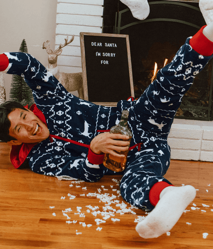 Arctic | Men's Blue Reindeer Jumpsuit – Soft, Plush & Holiday-Ready