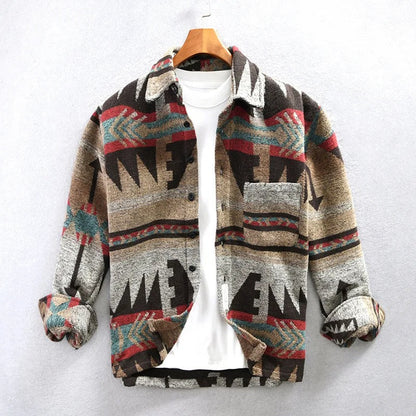 Jude | Men's Tribal Print Shirt Jacket -  Stylish & Versatile  Long-Sleeve Outerwear