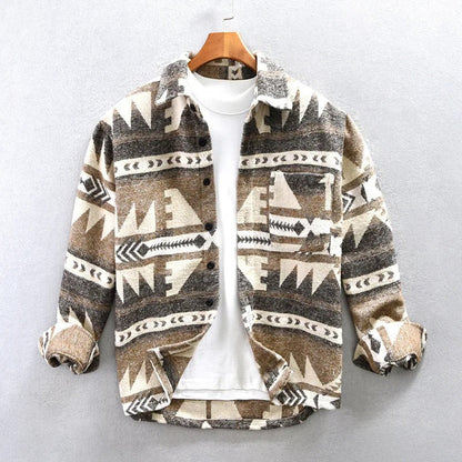 Jude | Men's Tribal Print Shirt Jacket -  Stylish & Versatile  Long-Sleeve Outerwear