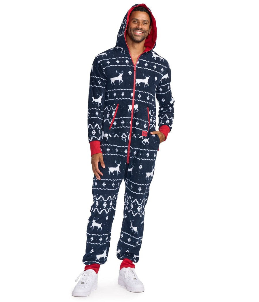 Arctic | Men's Blue Reindeer Jumpsuit – Soft, Plush & Holiday-Ready