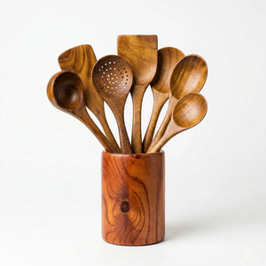 Juego de Utensilios de Acacia de Hoja Pequeña NELVAY