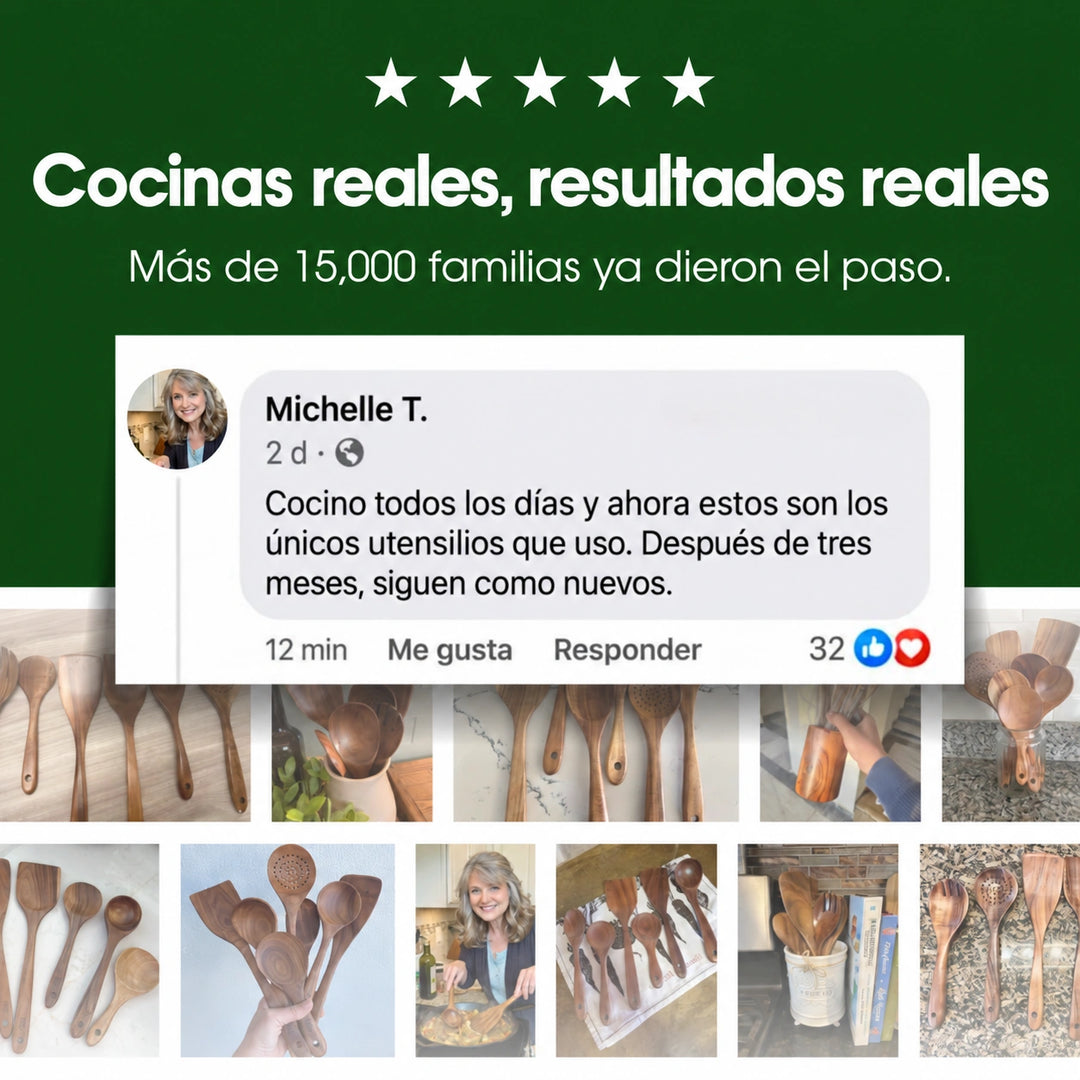 Juego de Utensilios de Acacia de Hoja Pequeña NELVAY
