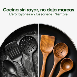 Juego de Utensilios de Acacia de Hoja Pequeña NELVAY