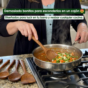 Juego de Utensilios de Acacia de Hoja Pequeña NELVAY