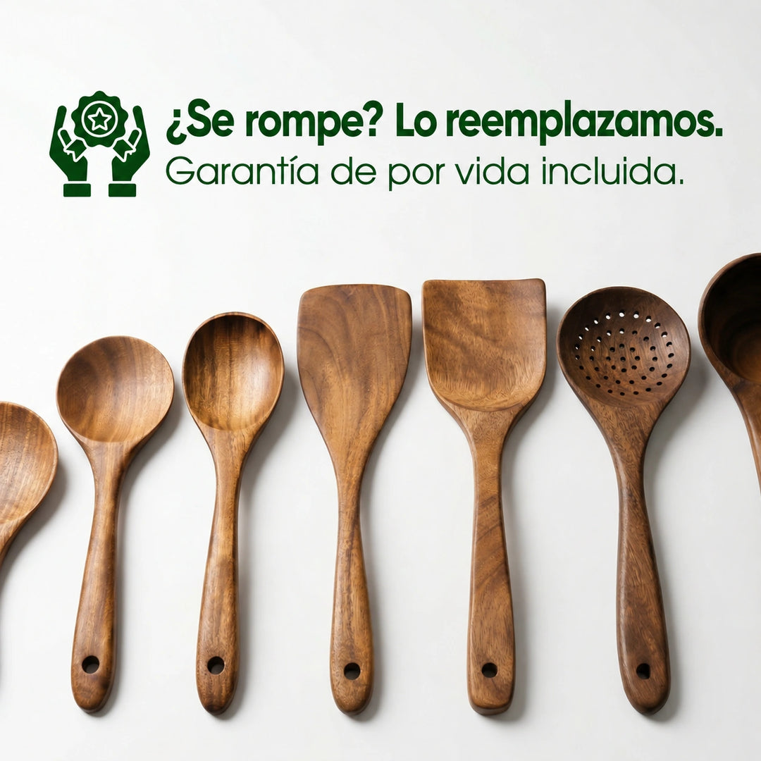 Juego de Utensilios de Acacia de Hoja Pequeña NELVAY